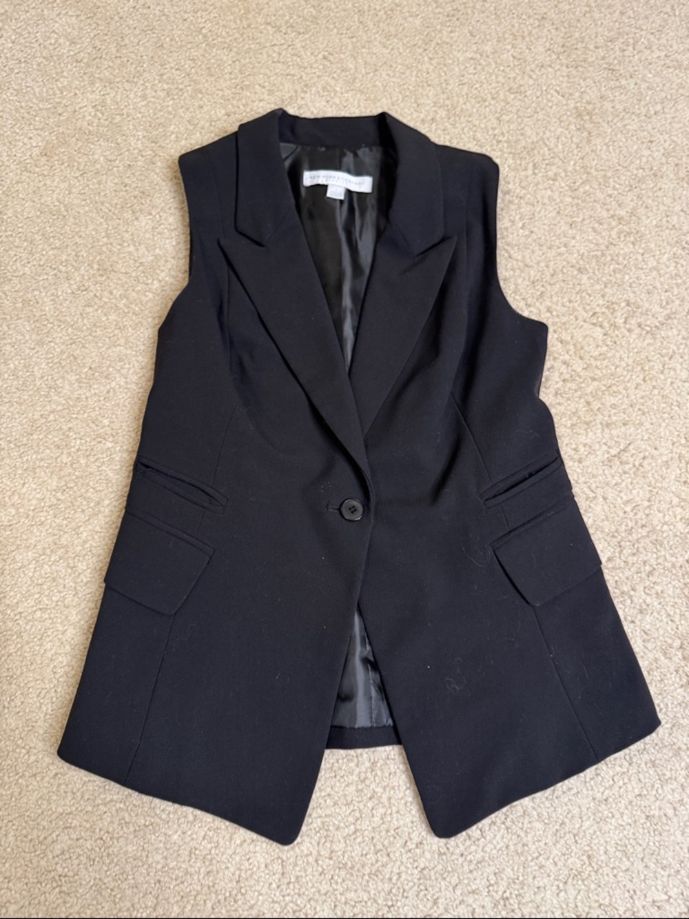 New York & Company Black Sleeveless Tailored Blazer Vest